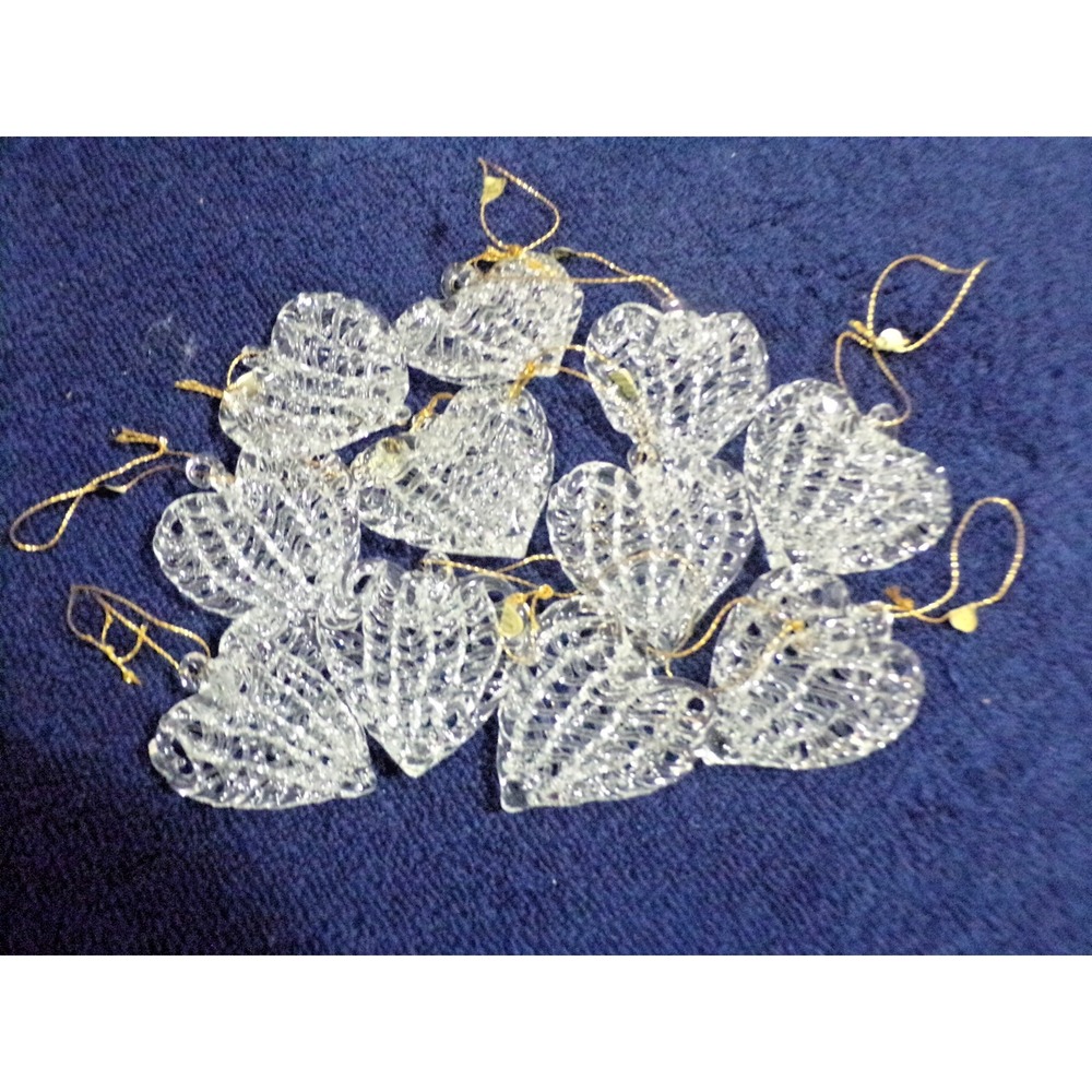 Christmas Ornaments Spun Glass Art Heart Shaped Christmas Valentines Seasonal